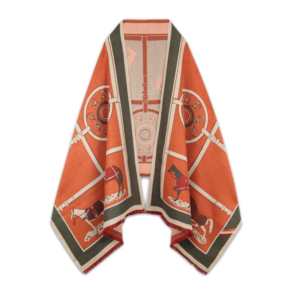 Orange and Green Patterned Shawl scarf
